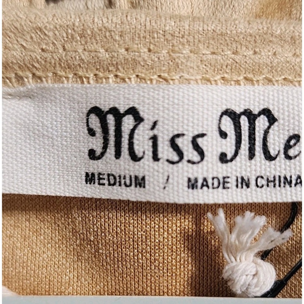 Miss Me Lace Trim Vest Women Medium Mustard Yellow Boho Ruffle Tie Front Western - Picture 5 of 9